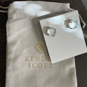 Kendra Scott Opalescent Faceted Stud Earrings - Iridescent White